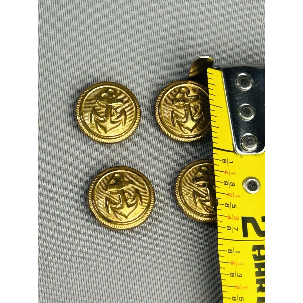 U.S. Navy Military Vintage Small Metal Gold Tone Anchor Buttons Set Of 4 - Picture 2 of 16